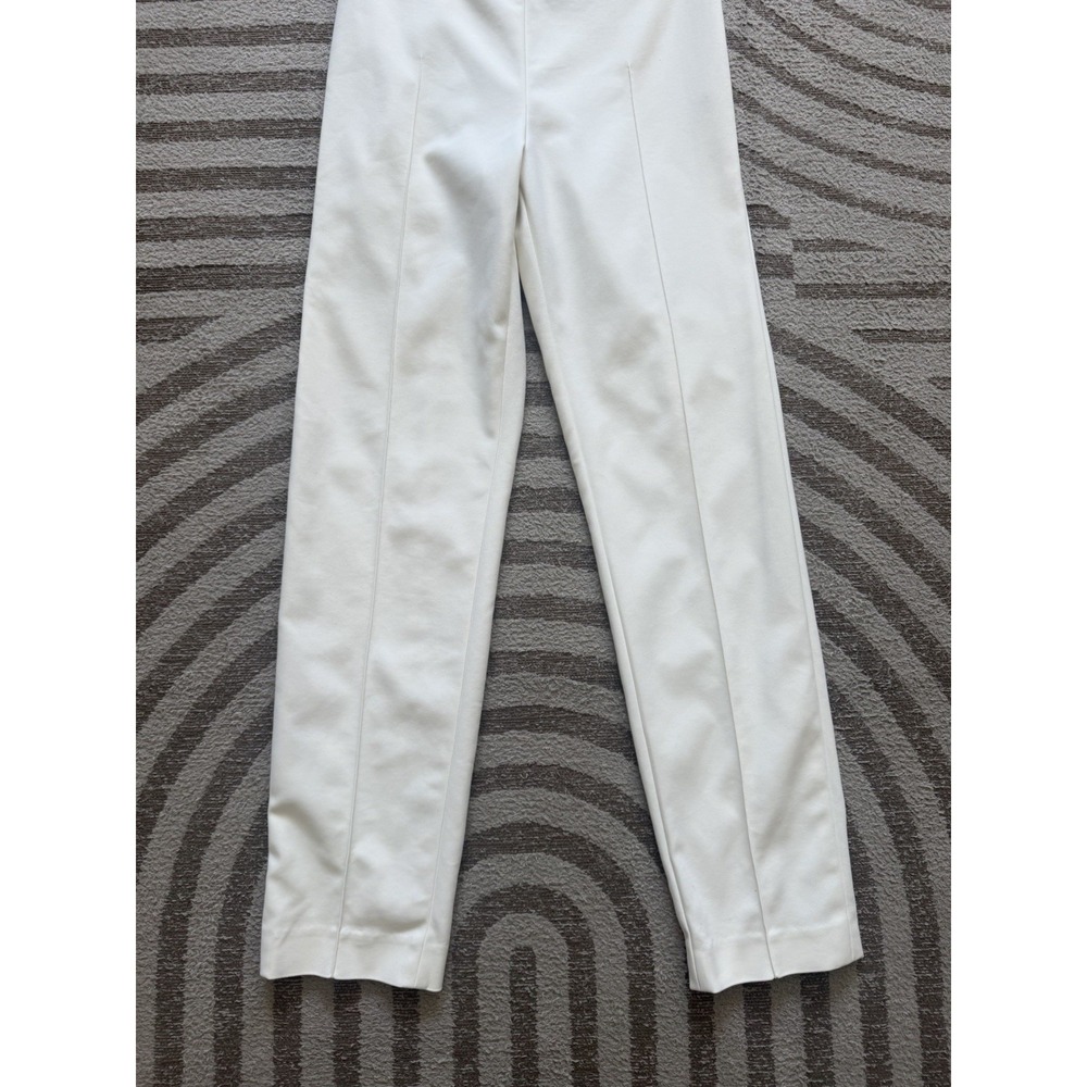 AKRIS Melissa Techno Pants Sz US 2 Off White Ivory Slim Leg Neutral Cotton Blend - Picture 3 of 8